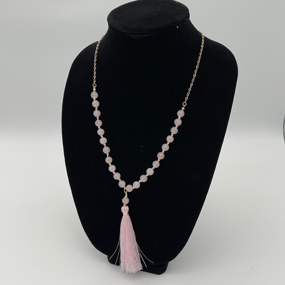 Melrose and Market NWT Rose Quartz and Gold Tone Long Necklace